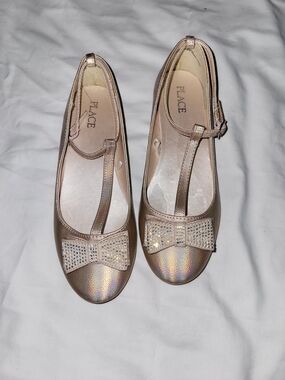 The Children's Place Rose Gold Bow T-Strap Dress Shoes